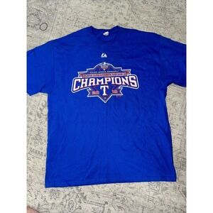 Texas Rangers Champions 2010 Shirt Blue Men's Size XL Graphic Print Tee‎